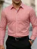 Camisa de Manga Larga Rayada Casual de Negocios para Hombre Nueva Camisa Elástica en Cuatro Direcciones