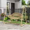 Silla Mecedora para Patio Exterior, Sillón de Jardín para Villa, Silla Hamaca Doble de Balcón de Moda, Silla Mecedora Doble para Exterior