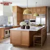 Armários Personalizados de Madeira Maciça para Fábrica de Comércio Exterior, Armários de Cozinha Abertos Estilo Shaker Americano e Ilhas para a Casa Inteira