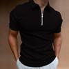 Camisa Polo Listrada Masculina com Zíper AliExpress Amazon Europeia e Americana Transfronteiriça Camiseta Polo Estampada Digital