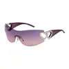 [Personalizado] Gafas de sol a prueba de viento para mujer Y2K Milenio Sin montura de una sola pieza Estilo callejero Gafas deportivas transfronterizas de moda