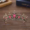Corona de novia europea y americana con borde cruzado de diamantes de imitación de color, corona de aleación barroca, accesorios para vestido de novia, accesorios para el cabello