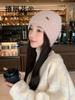 Gorro de Lana Grueso Cálido Estilo Coreano para Mujer Celebridad de Internet Mismo Modelo Moda Clásico para Exteriores Versátil a Prueba de Frío