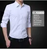 Camisa Branca para Homens, Manga Longa, Corte Slim, Não Amassa, Roupa Formal para o Trabalho, Terno Masculino, Camisa para Padrinho, Camisa de Casamento