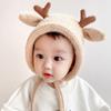 Gorro de bebé de otoño e invierno coreano, súper lindo, lindo cervatillo, para bebés, niños y niñas, gorro de punto de lana cálido para niños.