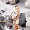 Reloj de aleación de alta calidad de nicho para mujer, reloj de pulsera exquisito para fiesta de estudiantes, banda de acero con pedrería, estilo ins, reloj de moda