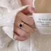 Anillo Dulce de Circonita Negra para Mujer, Sencillo, Moderno, Versátil, Personalizado, Anillo Abierto de Nuevo Estilo, Anillo para Índice Ins