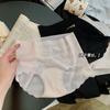 Nueva ropa interior ultrafina de cintura media con encaje de jacquard de malla sin costuras para niñas, bragas bronceadoras de seda helada de secado rápido para damas
