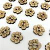 Botón de Flor de Madera Maciza de Punto Dos Ojos Girasol de Madera Botón de Dibujos Animados Ropa Infantil Hebilla de Lana Madera Natural