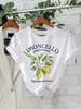 Camiseta Europea Transfronteriza Talla Europea Vintage Linda Fruta Limón Manga Corta Holgada Planta Camiseta Ropa Cottagecore