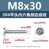 Tornillo Autorroscante de Acero Inoxidable 304 con Cabeza Avellanada y Agujero Hexagonal m2m3m4m10 Cabeza Plana Grande Cabeza Delgada Cola Puntiaguda Tornillo para Muebles y Madera