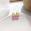 Pendientes de Gominola de Oso de Colores Vivos Lindos de Dibujos Animados para Niñas, Clips para Orejas de Color Contrastante, Pendientes Hechos a Mano, Joyería Hecha a Mano