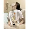 Camiseta Branca Feminina com Estampa de Frutas e Legumes em Aquarela Estilo Ins Artístico, Camiseta Básica Simples de Verão com Caimento Solto, Top Versátil de Algodão Puro com Manga Curta