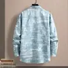 Camisa de Manga Larga Estampada Nueva Estilo Guapo para Hombre Primavera y Otoño Nueva Camisa Casual Holgada Camisa de Moda Sin Planchar para Adolescentes y Estudiantes