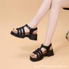 Sandalias de Plataforma de Piel Genuina Estilo Jaula de Cerdo para Mujer 2024 Nuevo Llegado Verano de Moda Versátiles Cómodas Sandalias de Plataforma Hueca para Sandalias Romanas