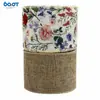 Fita com Padrão Floral com Borda de Arame, Artesanato DIY Feito à Mão para Embalagem de Presente, Fita para Laço de Guirlanda Grande de Primavera