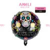 Nuevos globos redondos de papel de aluminio de 18 pulgadas de Halloween de Yiwu - calabaza, fantasma, calavera decoraciones para fiestas de broma