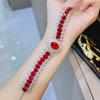 Alto luxo indústria pesada design diamante completo chinês vermelho rubi pescoço cadeia livro livro mesmo estilo colar diamante vermelho