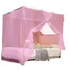 Mosquitero tradicional para cama doble de dormitorio, anti-mosquitos, cifrado, carpa cuadrada tradicional con puerta única y cuerdas de sujeción, mosquitero blanco