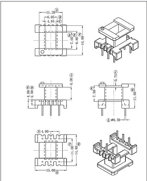 EE16骨架立式3+3针