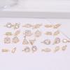 Zircón con Borde Incrustado con Colgante Pequeño Colgante Color Relleno de Oro Conservador de Color Forma Geométrica DIY Hecho a Mano Pendientes Colgante Accesorios 21