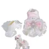 Vestido de Algodón de Invierno para Mascota, Vestido Acolchado para Bichón Maltés con Lazo Grande, Ropa de Polar para Perros Pequeños Yorkshire