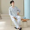 [100% Algodão] Novo conjunto de pijama de manga longa e perna longa para casais, para primavera e outono, adequado para uso casual e pode ser usado como roupa de casa