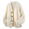 Suéter casual retro y relajado con cuello en V, cárdigan de punto holgado estilo coreano, nuevo suéter de otoño/invierno