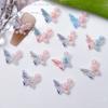 Nuevo Polvo Electrochapado Azul Flor Bolsa de Material Joyería para Uñas Doble Color Doble Noche Estilo Chino Abanico Plegable Arte de Uñas Joyería Mariposa
