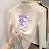 Ropa interior básica para niñas con forro polar de otoño e invierno, camiseta de manga larga cepillada para niños, cuello semi-alto, top cálido para niños mayores