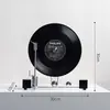 Fonógrafo Retro Minimalista Moderno de Ceniza y Cristal Modelo Decorativo de Disco de Vinilo para Escritorio Adorno de Interior de Habitación