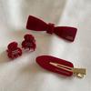 Viento coreano Dulce Francia pequeño logo dorado lindo pequeño retro color vino tinto flequillo pequeño pinza pequeña para el pelo