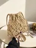 Bolsa de Palha Simples Tecida Estilo Coreano 2026 Nova Moda Design de Nicho Bolsa Transversal Saco Balde Bolsa de Praia para o Litoral