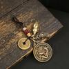 Latón Hueco Ocho Jixiang Marca Dragón Llavero Colgante para Bolsa Coche para Hombre y Mujer Dinero de los Cinco Emperadores Calabaza Estilo Chino Vintage Decoración Colgante