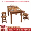 Mesa de Comedor de Madera Maciza, Mesa y Sillas de Comedor Comerciales, Mesa y Sillas para Restaurante de Hot Pot y Tienda de Fideos, Mesa de Comedor para Comedor de Comida Rápida, Mesa de Comedor Carbonizada