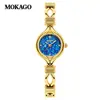 Reloj Femenino Popular Transfronterizo Moka, Esfera de Nácar de Lujo Ligero, Reloj de Cuarzo Compacto, Reloj de Pulsera Redondo Simple Impermeable para Mujer