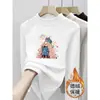 2026 Meninas Médio e Grande Infantis Outono e Inverno De Rong Tecido Escovado Top Camiseta Estilosa de Manga Longa Camada Base Gola Semi-Alta Roupa Íntima Casual