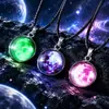 Moda Céu Estrelado Universo Cera Corda Vidro Tempo Gema Natal Lua Noite Céu Liga Luminosa Pingente Colar