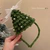 Diadema de árbol de Navidad DIY con barra retorcida, hecha a mano, casera, paquete de material para tarjeta para el cabello, regalo de Nochebuena para amigos