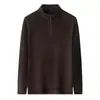 Ropa interior térmica de punto de lana para hombre, media cremallera, cálida para invierno, cuello alto, manga larga, casual, versátil, sudadera para hombre