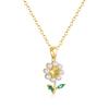 Collar de perlas de acero de titanio de lujo para mujer, con diseño de nicho que combina con todo, con colgante de girasol y cadena de clavícula sencilla.