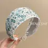 Flor de Cerezo Verde Primavera~ Diadema Floral Pastoral de Ala Ancha para Mujer, Diadema de Tela de Encaje, Suave y Realza la Piel, Adecuada para Salir