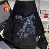 Sudadera con capucha de forro polar W11 Estilo Hong Kong Moderna para Hombre y Mujer, Corte Holgado, Top Oversized Estampado para Otoño e Invierno