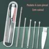Ponto de coleta de ouvido portátil doméstico conjunto de seis peças ferramenta de ouvido com mola espiral conjunto de limpeza de ouvido conjunto de 6 peças coletor de ouvido
