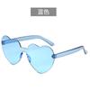 Gafas de sol sin montura en forma de corazón de color gelatina, Gafas de una sola pieza en forma de corazón, Colores deslumbrantes, Estilo transfronterizo
