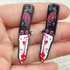 Tesoura Acrílica de Halloween Adereços Engraçados Pingente Estampado Dupla Face Acessórios para Brincos DIY Pulseira