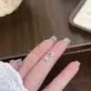 Pendientes de Hilo para Oreja con Flor de Circonita Azul Suave y Dulce, Aguja de Plata S925, Estilo de Nicho, Exquisitos Pendientes con Borla para Agujeros de Oreja