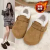 Zapatos Birkenstock Individuales Casuales de Suela Gruesa Completamente Cubiertos Zapatos Peludos para Mujer 2026 Invierno Nuevos Botas de Nieve Cálidas Mocasines con Forro de Terciopelo Zapatos de Algodón