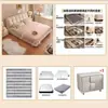 Cama Puff Minimalista Moderna, Cama de Piel Suave Estilo Crema, Cama Doble para Dormitorio Principal, Cama de Bodas de Lujo Ligero de Alto Gama con Almacenamiento
