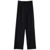Pantalones de pierna ancha para mujer para primavera, otoño y verano, delgados de cintura alta, ajuste slim, pierna recta, de seda helada, pantalones casuales tipo traje para personas petite.